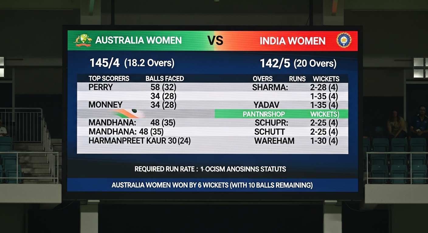 Australia Women's National Cricket Team vs India Women's National Cricket Team Match Scorecard